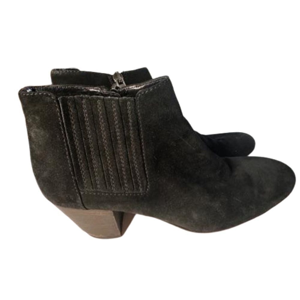 AQUATALIA BLACK SUEDE WOOD HEEL ANKLE BOOTS US 7.5
